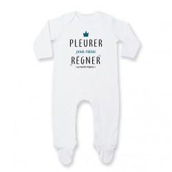 Pyjama bébé Pleurer pour mieux régner - garçon - blanc